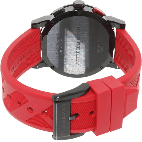 Burberry BU9805 Heren Chronograaf Horloge 42mm Rode Band - Image 3