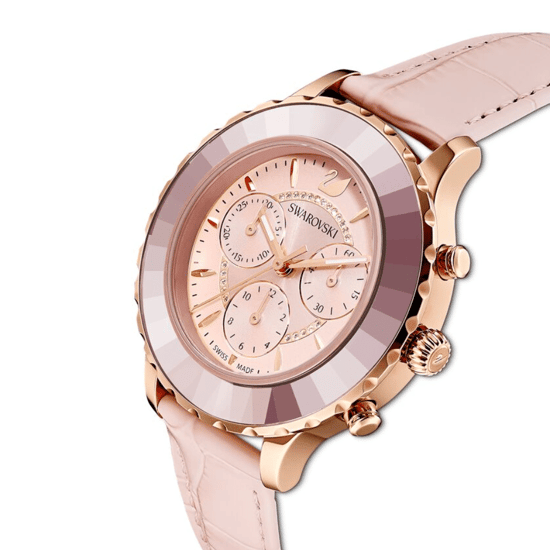 Swarovski Octea 5452501 Roze Gouden Roze Leren Dameshorloge - Image 3