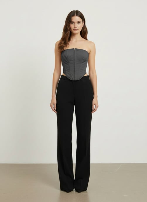 Zwarte Bardot-korset top - Image 1