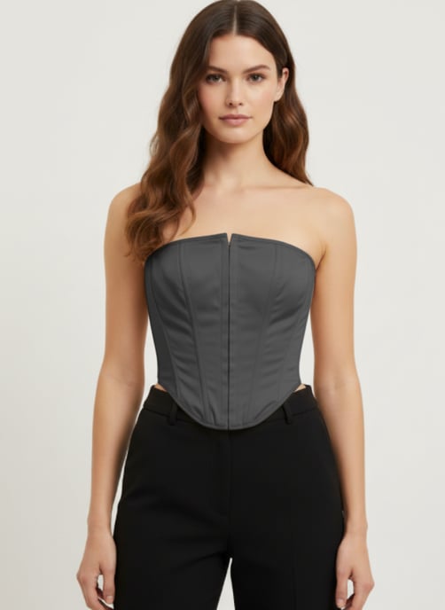Zwarte Bardot-korset top - Image 2