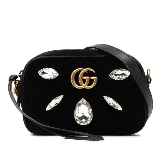 Tweedehands Mini GG Marmont Kristal Versierde Matelassé Velvet Crossbody - Image 1