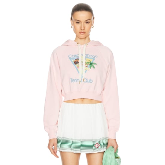 Casablanca Bedrukte Cropped Hoodie Afro Cubism Tennis Club Lichtroze Hoodies - Image 2