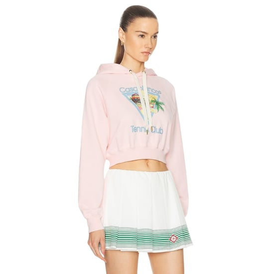 Casablanca Bedrukte Cropped Hoodie Afro Cubism Tennis Club Lichtroze Hoodies - Image 3