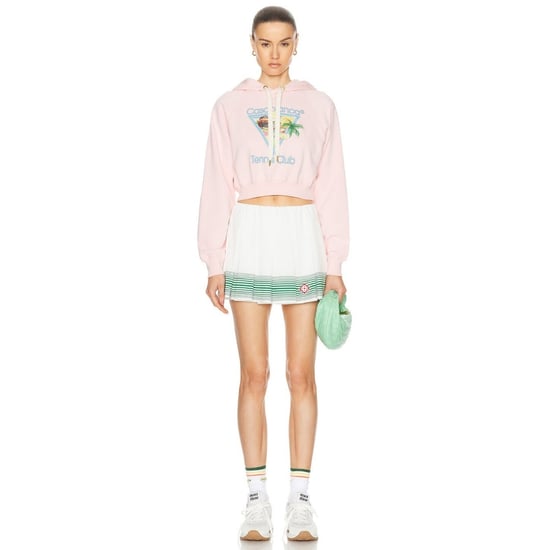 Casablanca Bedrukte Cropped Hoodie Afro Cubism Tennis Club Lichtroze Hoodies - Image 5