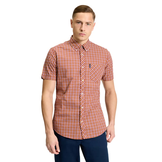 Ben Sherman Heren Signature Huis Gecheckt Korte Mouwen Overhemd (Rood) - Image 4