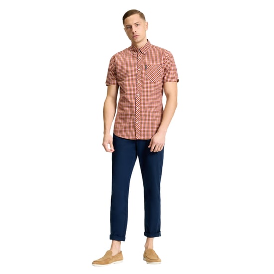 Ben Sherman Heren Signature Huis Gecheckt Korte Mouwen Overhemd (Rood) - Image 5