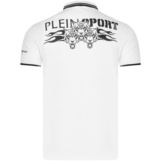 Plein Sport Poloshirt Met Dubbele Kraag En Tijgerprint Op De Achterkant, Wit - Image 2