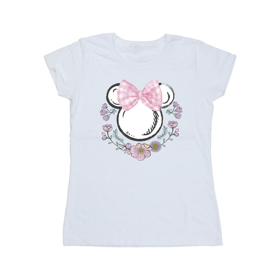 Disney Dames/Dames Minnie Mouse Bloemen Strik T-shirt (Wit) - Image 1