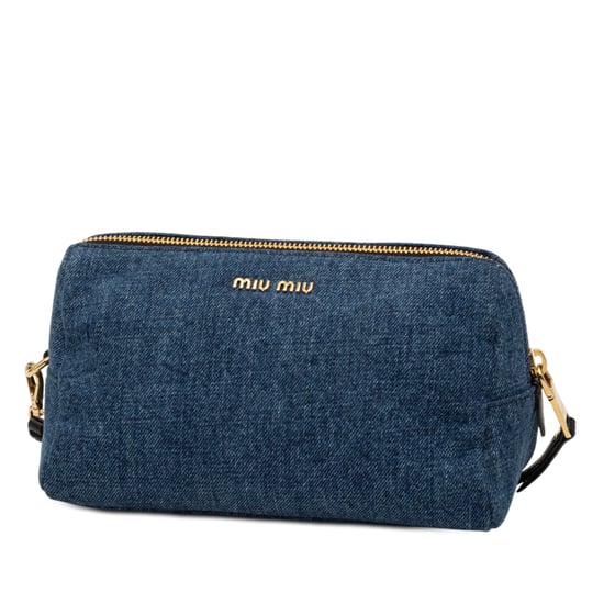 Tweedehands Denim Geborduurd Logo Polsband Pouch - Image 3