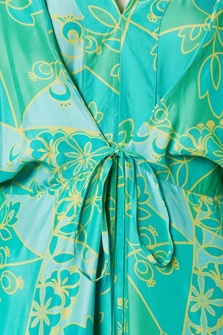 Caroline Tensen Islay Kimono Jurk Groen / Multi - Image 6