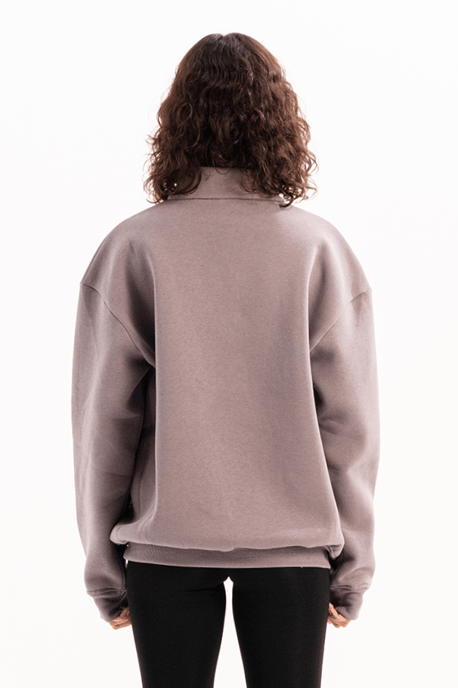 JUSTEVER Oversized Fit Opstaande Kraag Halve Rits Grijze Dames Sweatshirt - Cass - Image 2