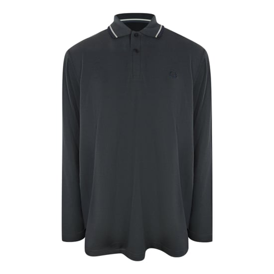 Fred Perry Witte Polo Met Dubbele Kraag En Lange Mouwen In Antracietgrijs - Image 1