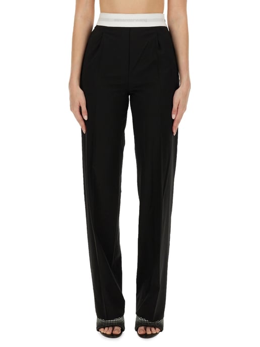 Hoge taille geplooide broek met logo-elastiek - Image 1