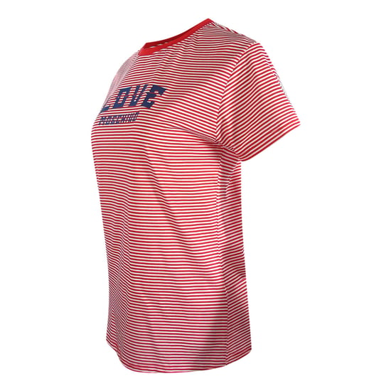 Ik Ben Dol Op Het Rood-wit Gestreepte T-shirt Van Moschino Met Het Blauwe Logo - Image 2