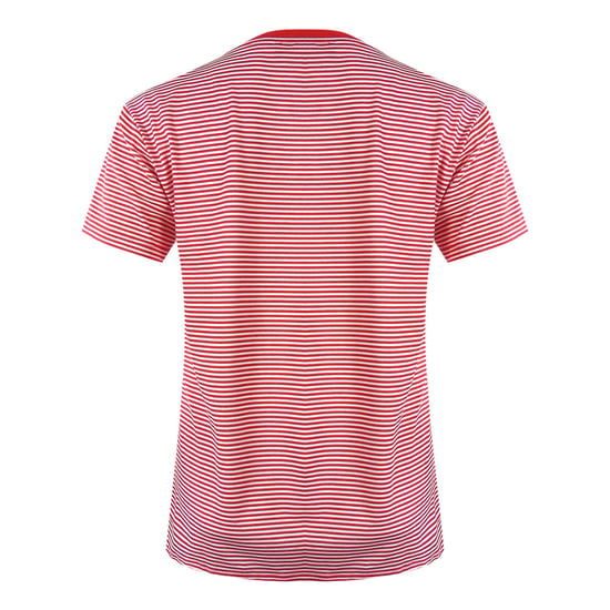 Ik Ben Dol Op Het Rood-wit Gestreepte T-shirt Van Moschino Met Het Blauwe Logo - Image 3