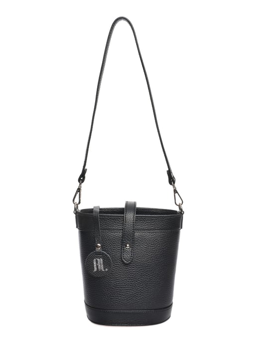 Anna Luchini Zwart Rundleer Tas - Image 1