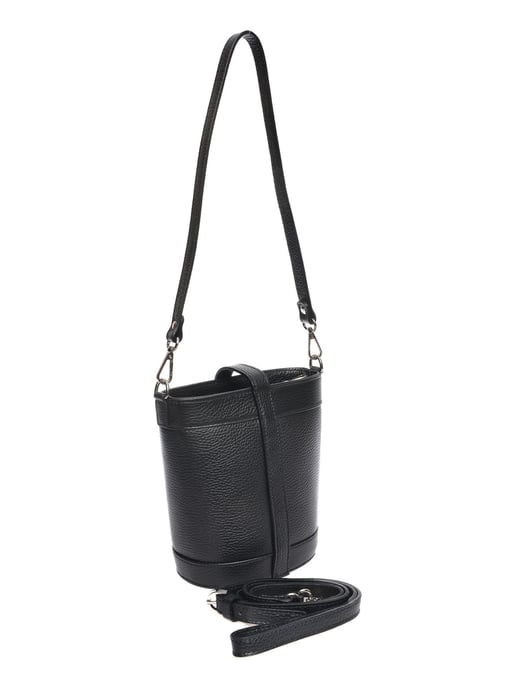 Anna Luchini Zwart Rundleer Tas - Image 2