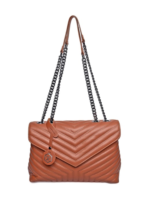 Luisa Vannini Brown Rundleer Tas - Image 1