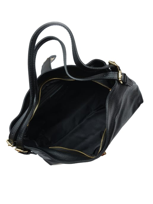 Anna Luchini Zwart Rundleer Tas - Image 4