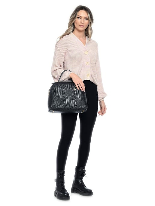 Isabella Rhea Zwart Rundleer Tas - Image 5