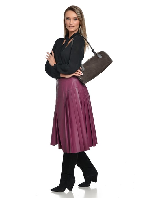 Anna Luchini Bordeauxrood Rundleer Tas - Image 5