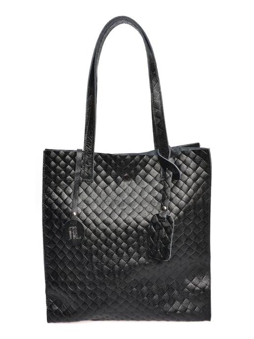 Anna Luchini Zwart Rundleer Tas - Image 1