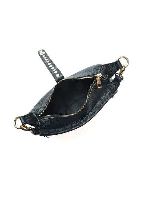 Anna Luchini Zwart Rundleer Tas - Image 4
