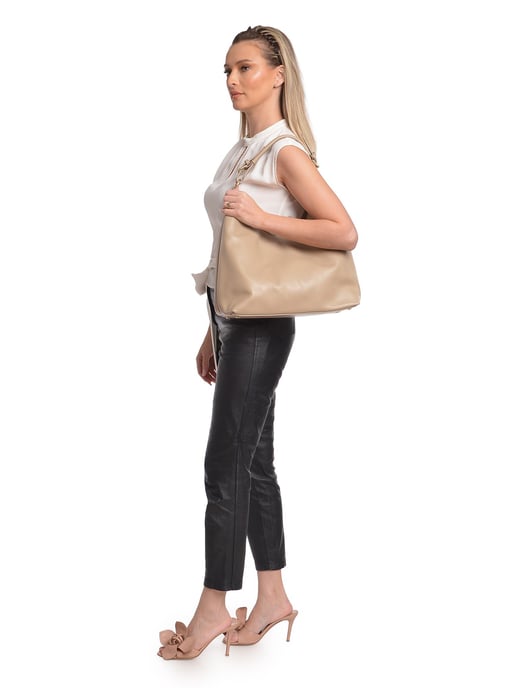 Anna Luchini Beige Rundleer Tas - Image 5