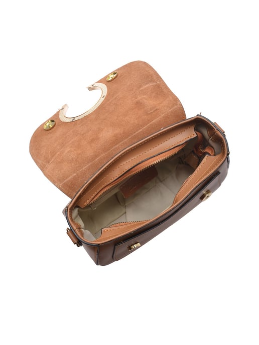 Luisa Vannini Brown Rundleer Tas - Image 4