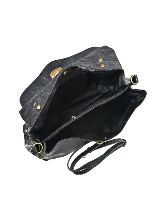 Anna Luchini Zwart Rundleer Tas - Image 4