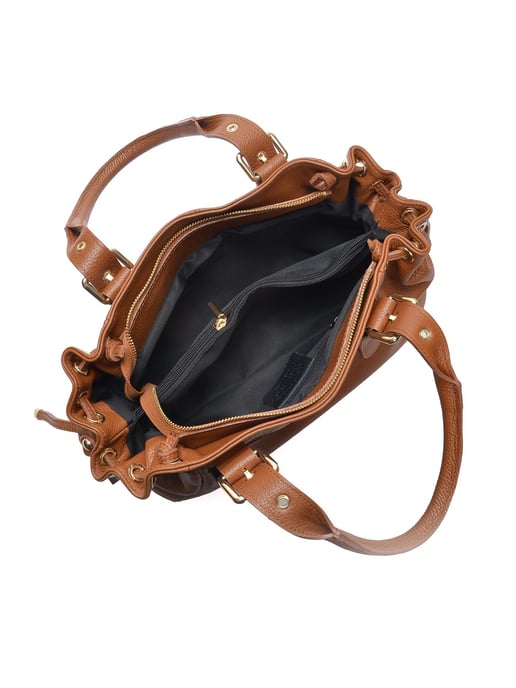 Anna Luchini Brown Rundleer Tas - Image 4