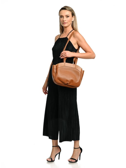 Anna Luchini Brown Rundleer Tas - Image 5
