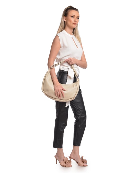 Anna Luchini Beige Rundleer Tas - Image 4