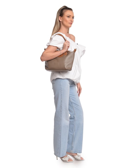 Anna Luchini Beige Rundleer Tas - Image 5