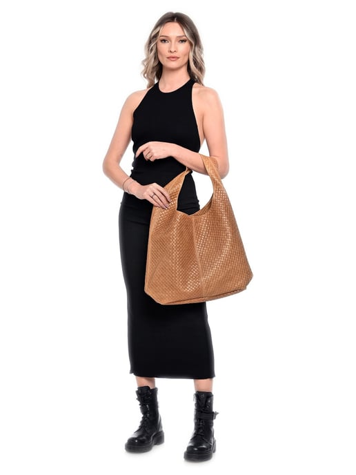Luisa Vannini Brown Rundleer Tas - Image 5