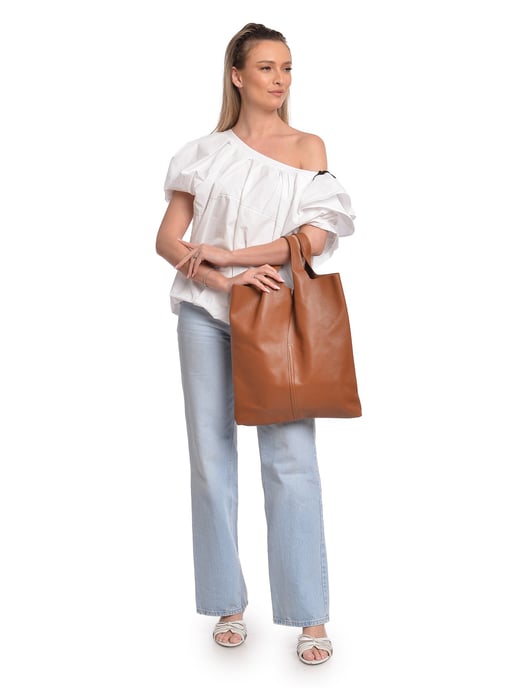 Anna Luchini Brown Rundleer Tas - Image 5