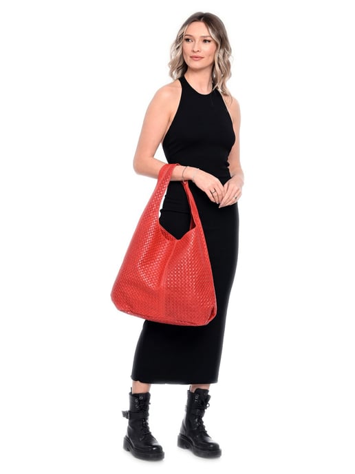 Luisa Vannini Rood Rundleer Tas - Image 5