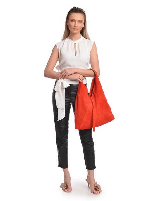 Anna Luchini Rood Rundleer Tas - Image 5