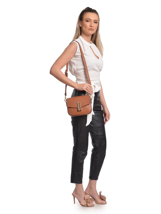 Anna Luchini Brown Rundleer Tas - Image 5