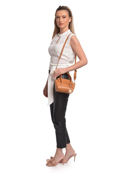 Anna Luchini Brown Rundleer Tas - Image 5