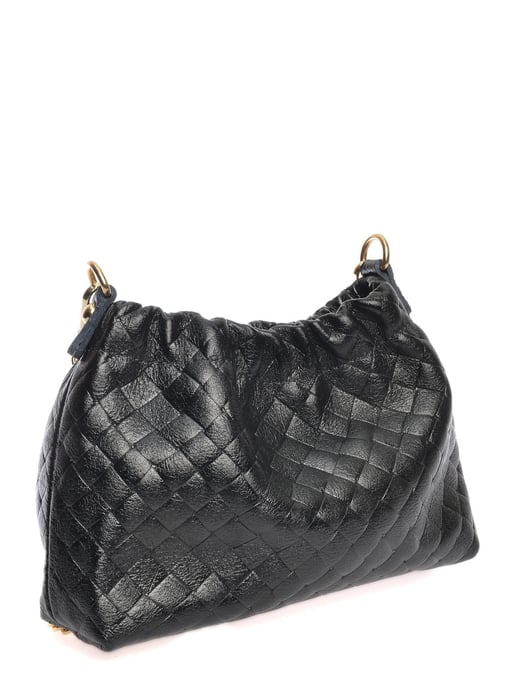 Anna Luchini Zwart Rundleer Tas - Image 2