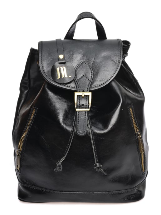 Anna Luchini Zwart Rundleer Tas - Image 1