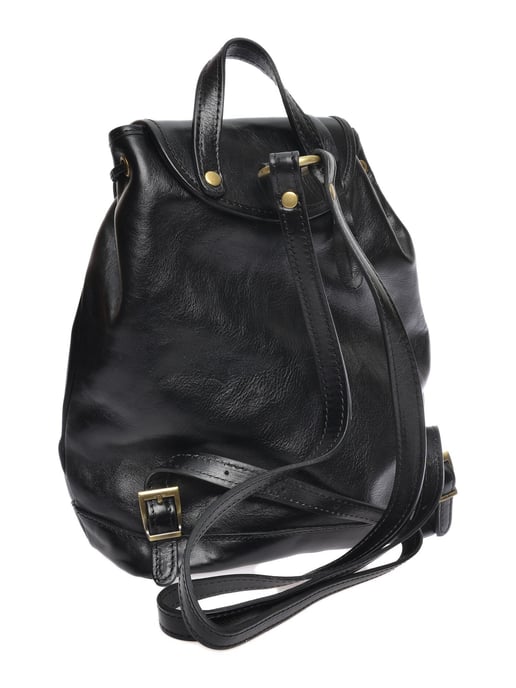 Anna Luchini Zwart Rundleer Tas - Image 2