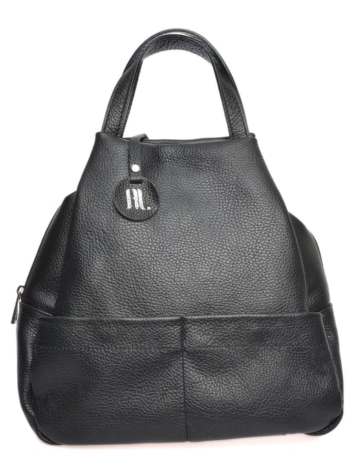 Anna Luchini Zwart Rundleer Tas - Image 1