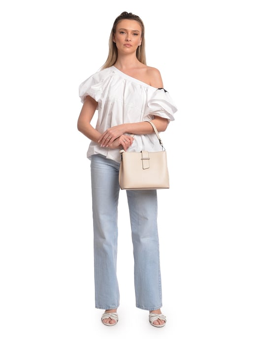 Isabella Rhea Beige Rundleer Tas - Image 5