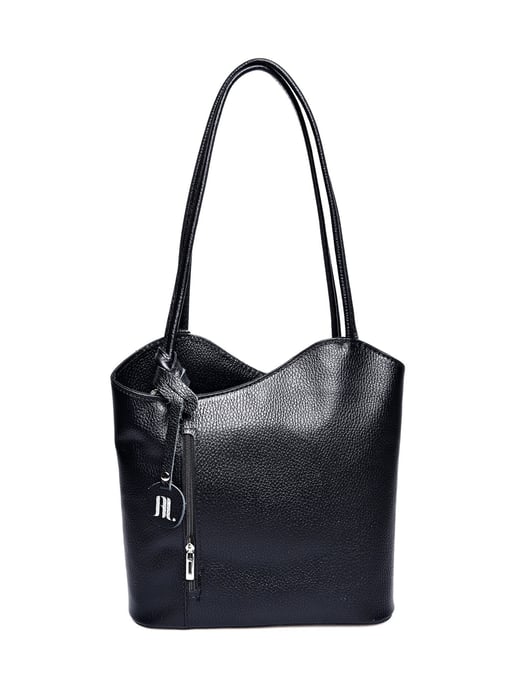 Anna Luchini Zwart Rundleer Tas - Image 1