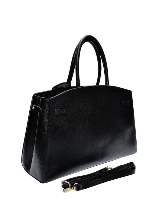 Anna Luchini Zwart Rundleer Tas - Image 2