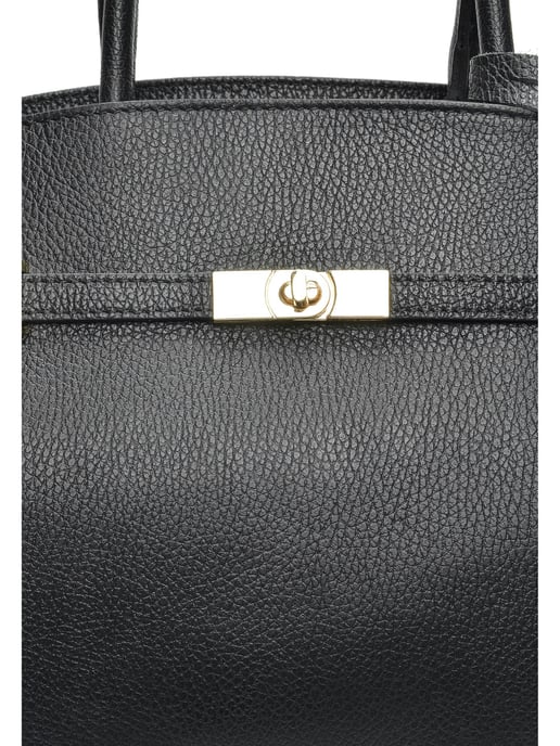 Anna Luchini Zwart Rundleer Tas - Image 3