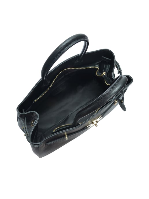 Anna Luchini Zwart Rundleer Tas - Image 4