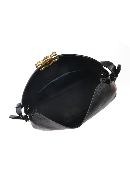 Anna Luchini Zwart Rundleer Tas - Image 4